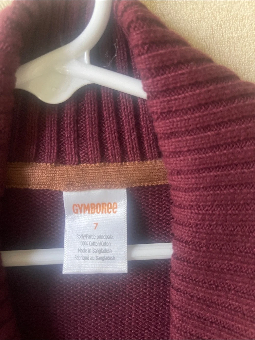 Gymboree Collar Fair Isle Cardigan Sweater - Burgundy/Cream